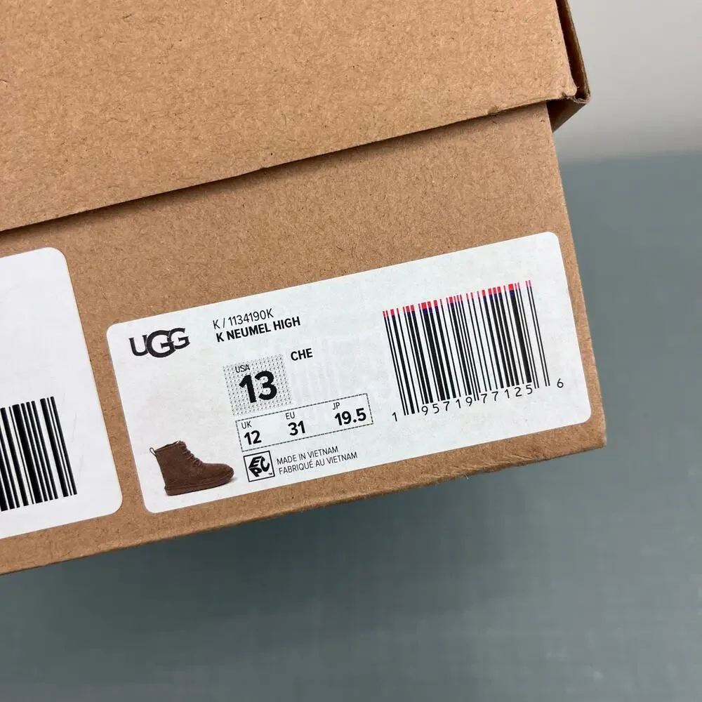 Ugg Kids' Neumel High Suede Sheepskin Chukka Boot Chestnut 13